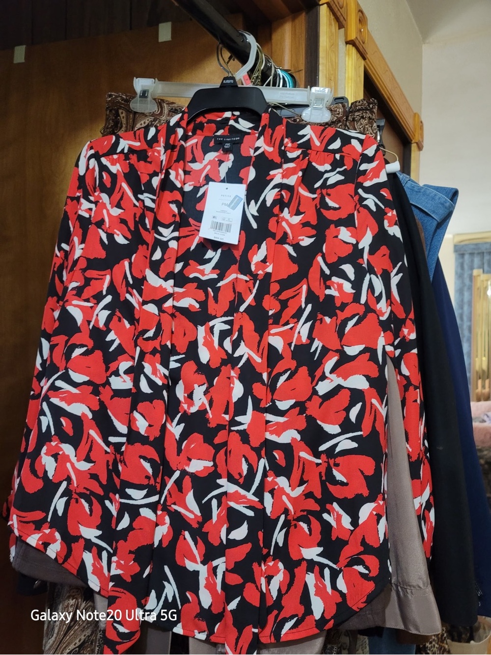 The Limited Black Red and White Floral Blouse